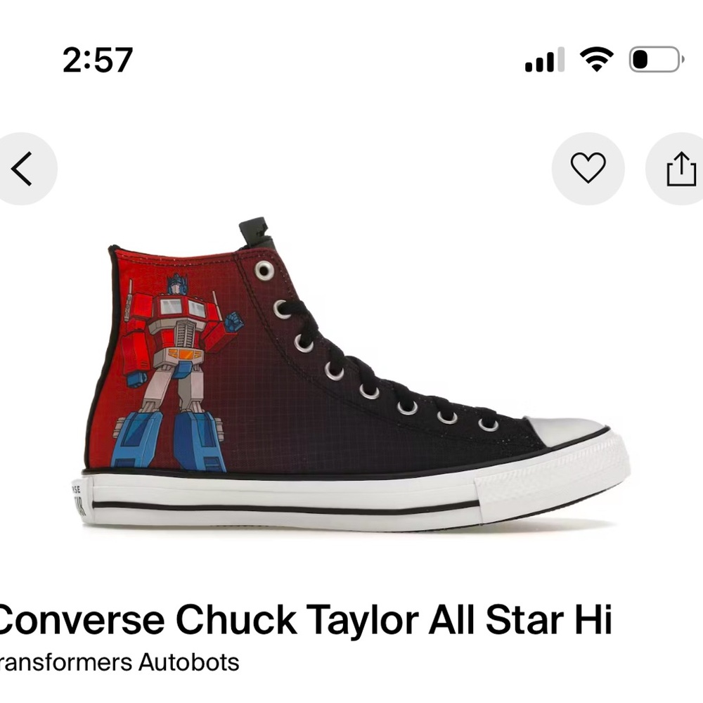 Converse Chuck Taylor Hi Transformers Optimus Prime Rare Graphic High Tops